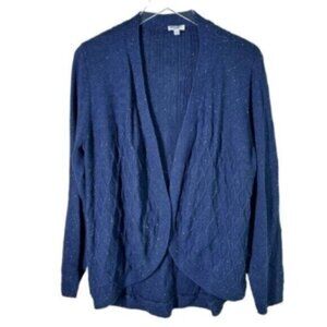 Talbots | Navy Blue & Multi Flecked Open Cardigan Sweater Size Large
